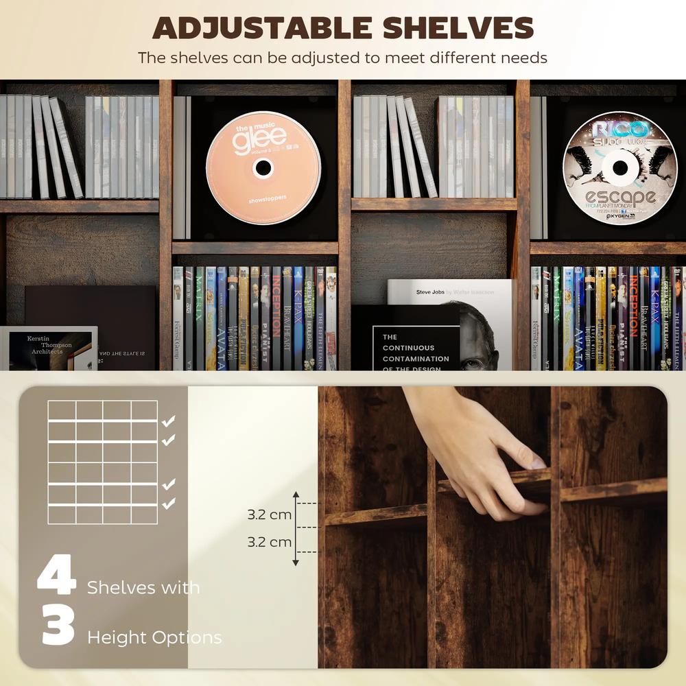 HOMCOM CD Storage Unit with Adjustable Shelves, Suitable for up to 456 CDs, 89 x 130.5 cm Additional View 45