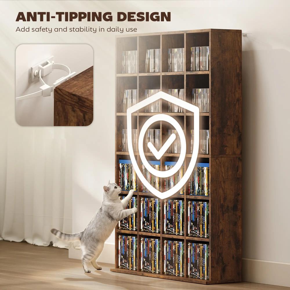 HOMCOM CD Storage Unit with Adjustable Shelves, Suitable for up to 456 CDs, 89 x 130.5 cm Additional View 46