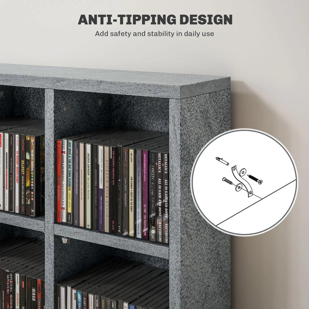 HOMCOM CD Storage Unit with Adjustable Shelves, Suitable for up to 456 CDs, 89 x 130.5 cm Additional View 66
