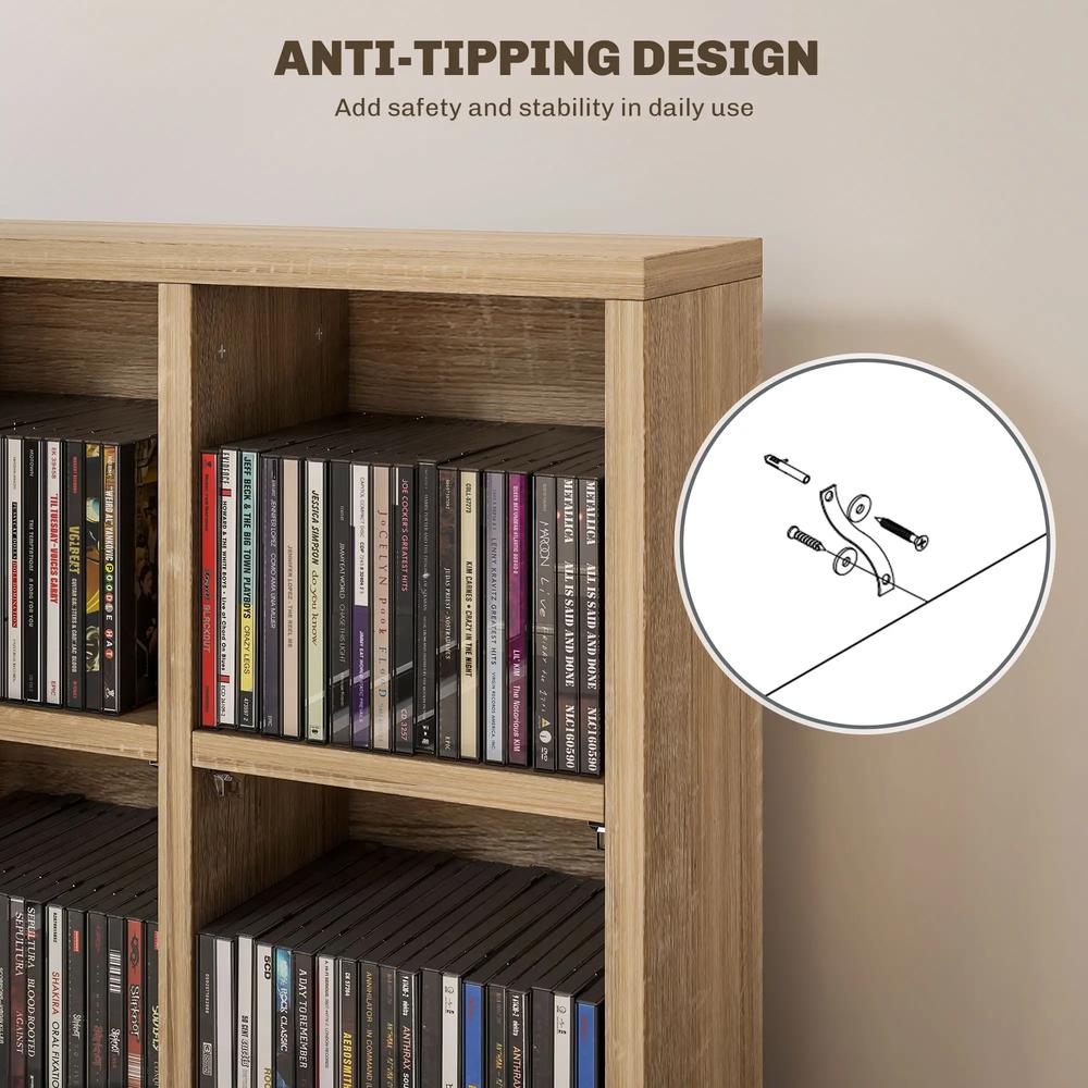 HOMCOM CD Storage Unit with Adjustable Shelves, Suitable for up to 456 CDs, 89 x 130.5 cm Additional View 8