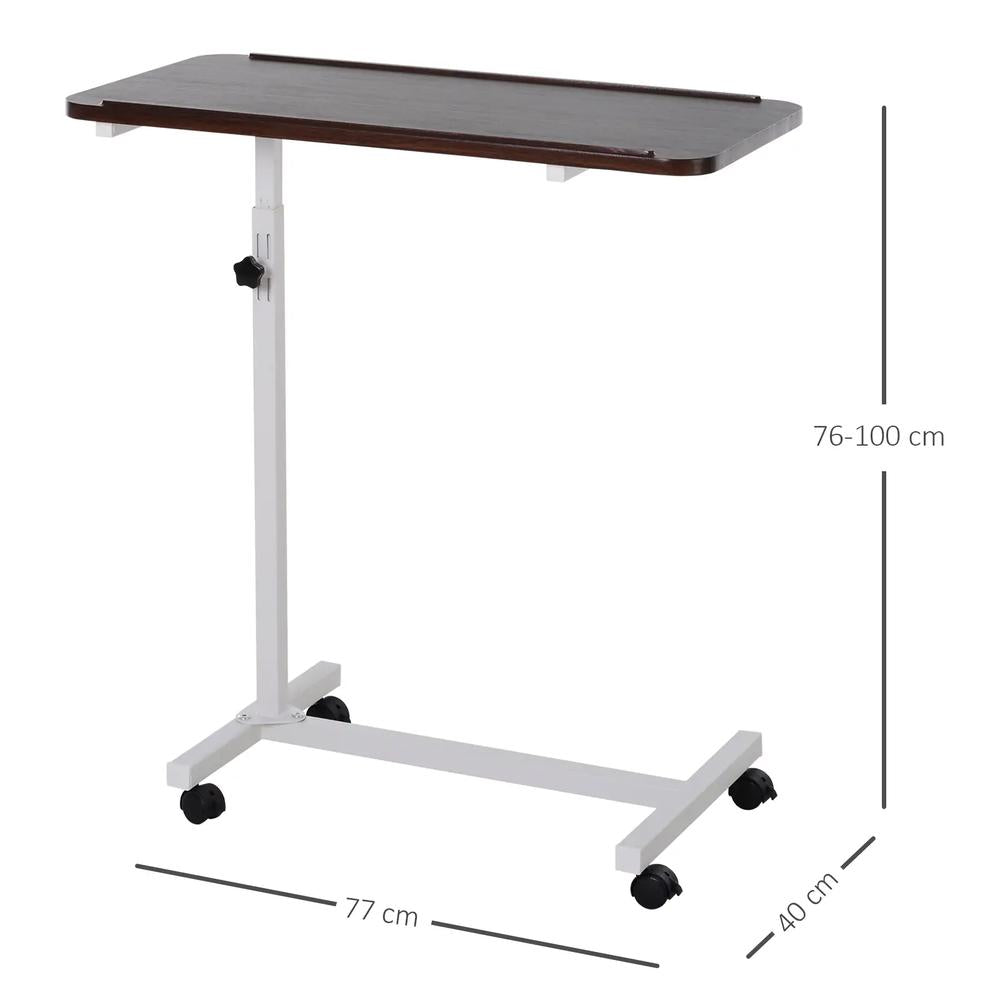 HOMCOM Height Adjustable Over Bed Table with Wheels, C Shaped Laptop Desk, Portable Hospital Bed Table for Living Room, Bedroom Additional View 14