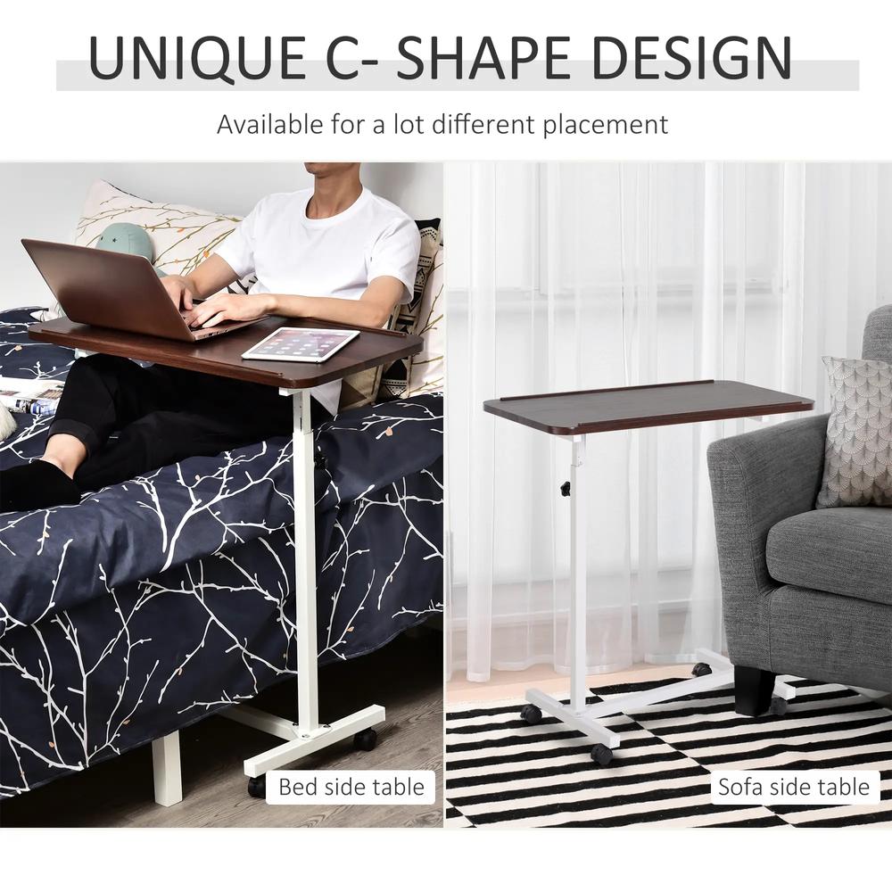 HOMCOM Height Adjustable Over Bed Table with Wheels, C Shaped Laptop Desk, Portable Hospital Bed Table for Living Room, Bedroom Additional View 15