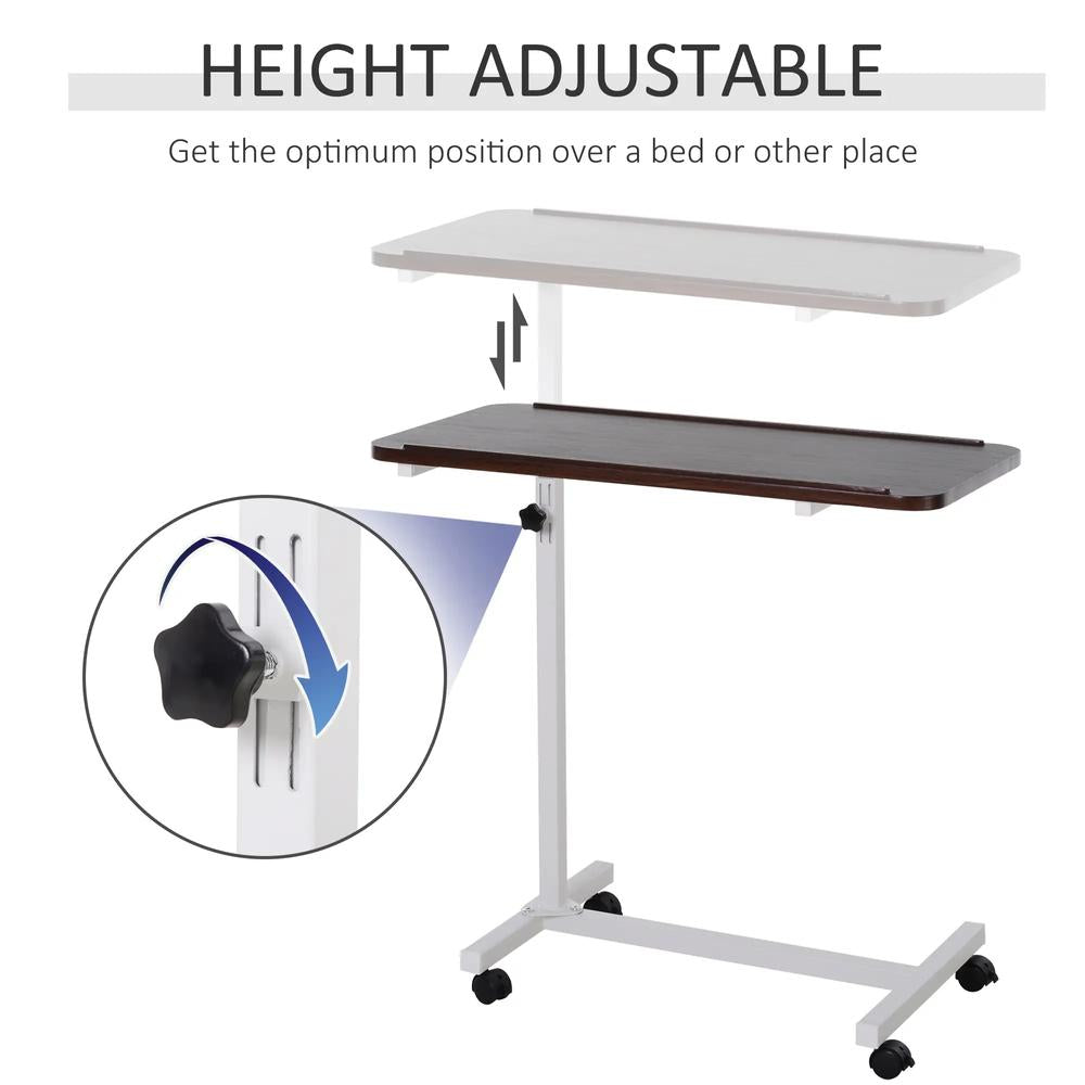 HOMCOM Height Adjustable Over Bed Table with Wheels, C Shaped Laptop Desk, Portable Hospital Bed Table for Living Room, Bedroom Additional View 16