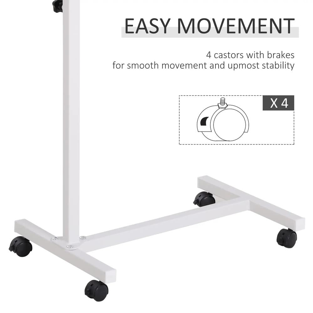HOMCOM Height Adjustable Over Bed Table with Wheels, C Shaped Laptop Desk, Portable Hospital Bed Table for Living Room, Bedroom Additional View 17