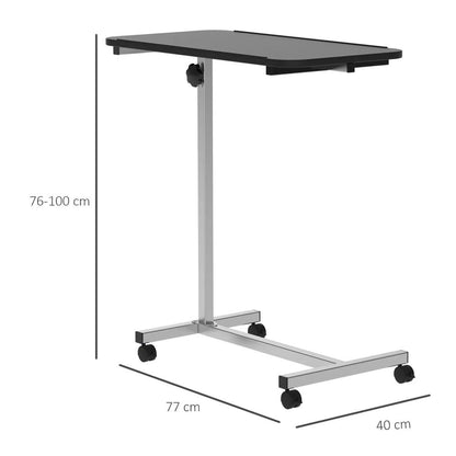 HOMCOM Height Adjustable Over Bed Table with Wheels, C Shaped Laptop Desk, Portable Hospital Bed Table for Living Room, Bedroom Additional View 3