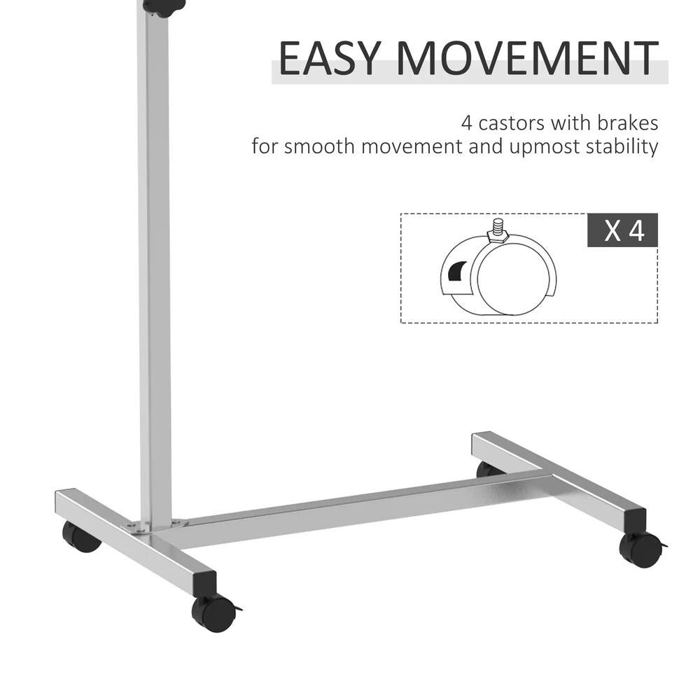 HOMCOM Height Adjustable Over Bed Table with Wheels, C Shaped Laptop Desk, Portable Hospital Bed Table for Living Room, Bedroom Additional View 6