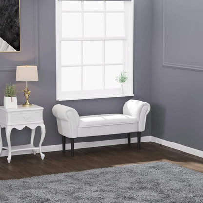 HOMCOM End of Bed Bench, Upholstered Window Seat with Arms and Wooden Legs, Modern Shoe Bench for Entryway, Living Room, Bedroom, Greyish White Additional View 4