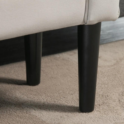 HOMCOM End of Bed Bench, Upholstered Window Seat with Arms and Wooden Legs, Modern Shoe Bench for Entryway, Living Room, Bedroom, Greyish White Additional View 8
