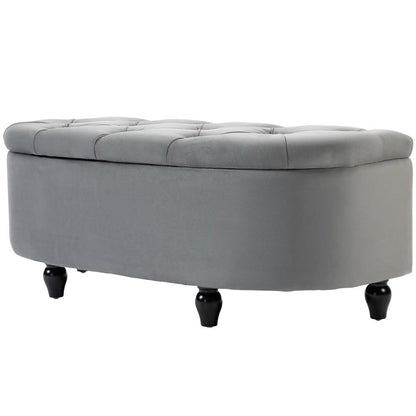 HOMCOM Velvet-Feel Half Circle Storage Ottoman - Dark Grey Additional View 11