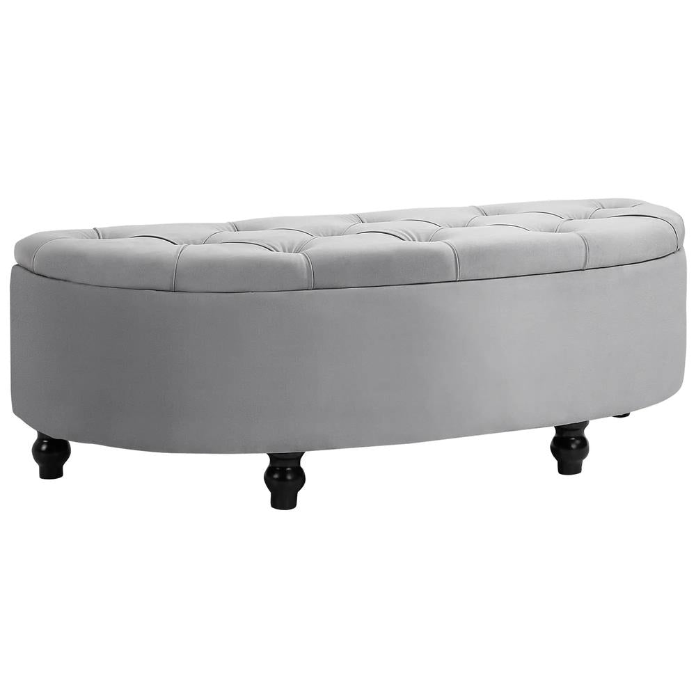 HOMCOM Semi-Circle Ottoman Storage Bench, Bed End Bench, Tufted Upholstered Window Seat Footrest Stool with Rubberwood Legs for Bedroom & Entryway, 120 x 46 x 42 cm Additional View 12