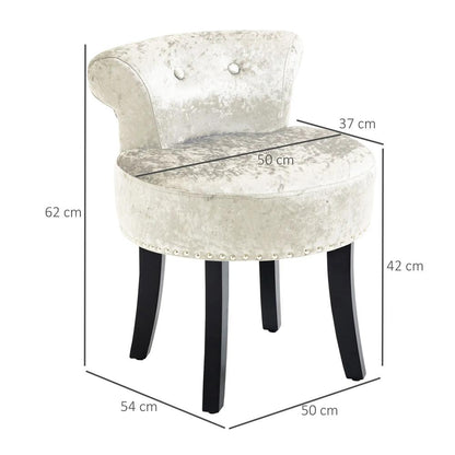 HOMCOM Dressing Table Stool with Rubber Wood Legs, Ice Velvet Vanity Stool for Living Room Bedroom Additional View 13