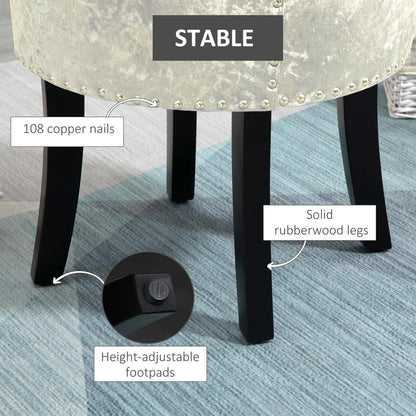 HOMCOM Dressing Table Stool with Rubber Wood Legs, Ice Velvet Vanity Stool for Living Room Bedroom Additional View 15