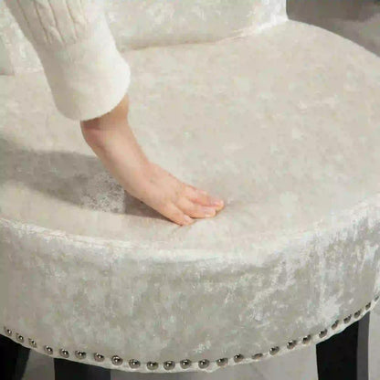 HOMCOM Dressing Table Stool with Rubber Wood Legs, Ice Velvet Vanity Stool for Living Room Bedroom Additional View 18
