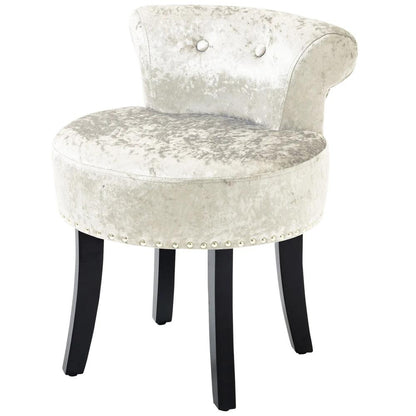 HOMCOM Dressing Table Stool with Rubber Wood Legs, Ice Velvet Vanity Stool for Living Room Bedroom Additional View 21