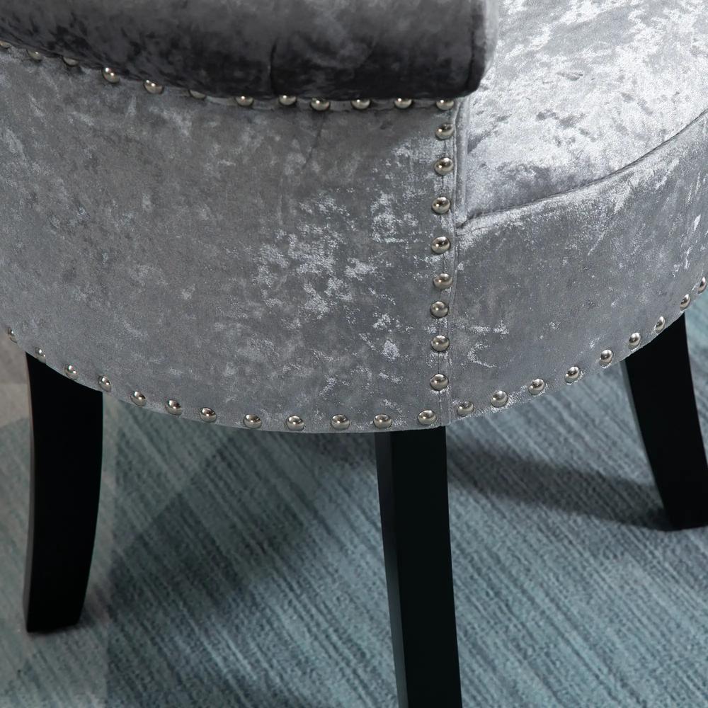 HOMCOM Dressing Table Stool with Rubber Wood Legs, Ice Velvet Vanity Stool for Living Room Bedroom Additional View 7