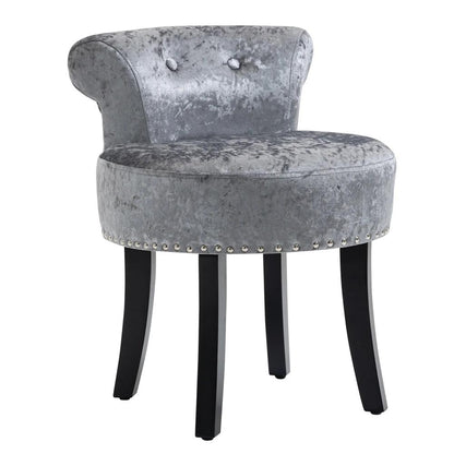 HOMCOM Dressing Table Stool with Rubber Wood Legs, Ice Velvet Vanity Stool for Living Room Bedroom Additional View 10