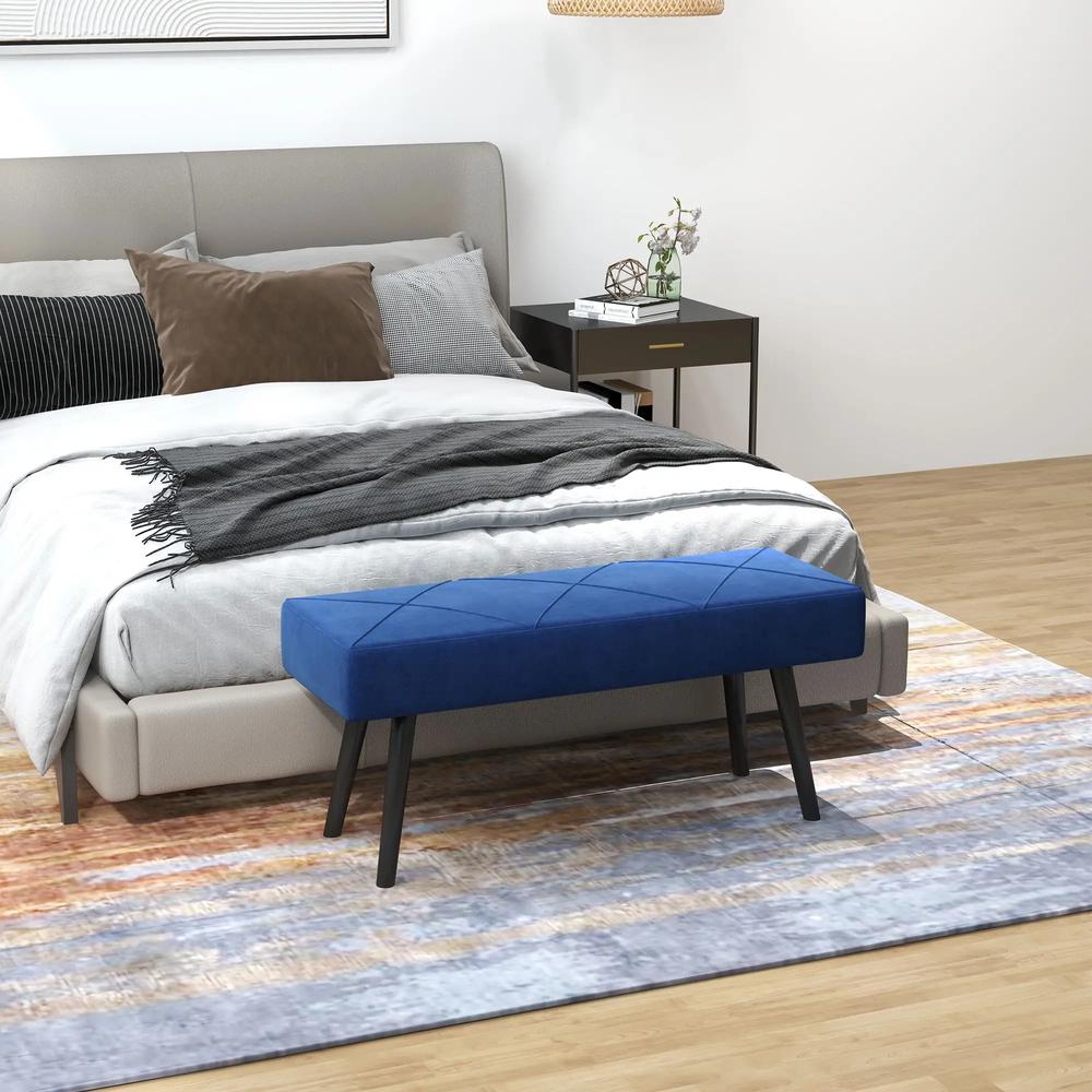HOMCOM End of Bed Bench with X-Shape Design and Steel Legs, Upholstered Hallway Bench for Bedroom Additional View 12
