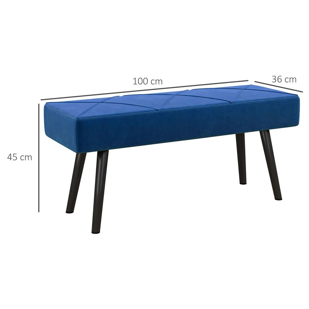 HOMCOM End of Bed Bench with X-Shape Design and Steel Legs, Upholstered Hallway Bench for Bedroom Additional View 13