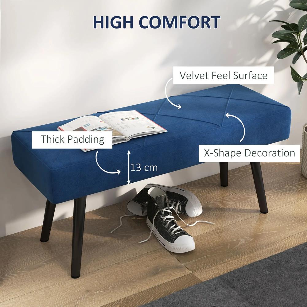 HOMCOM End of Bed Bench with X-Shape Design and Steel Legs, Upholstered Hallway Bench for Bedroom Additional View 14