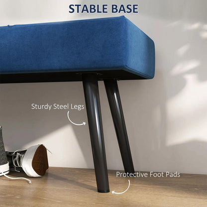 HOMCOM End of Bed Bench with X-Shape Design and Steel Legs, Upholstered Hallway Bench for Bedroom Additional View 15