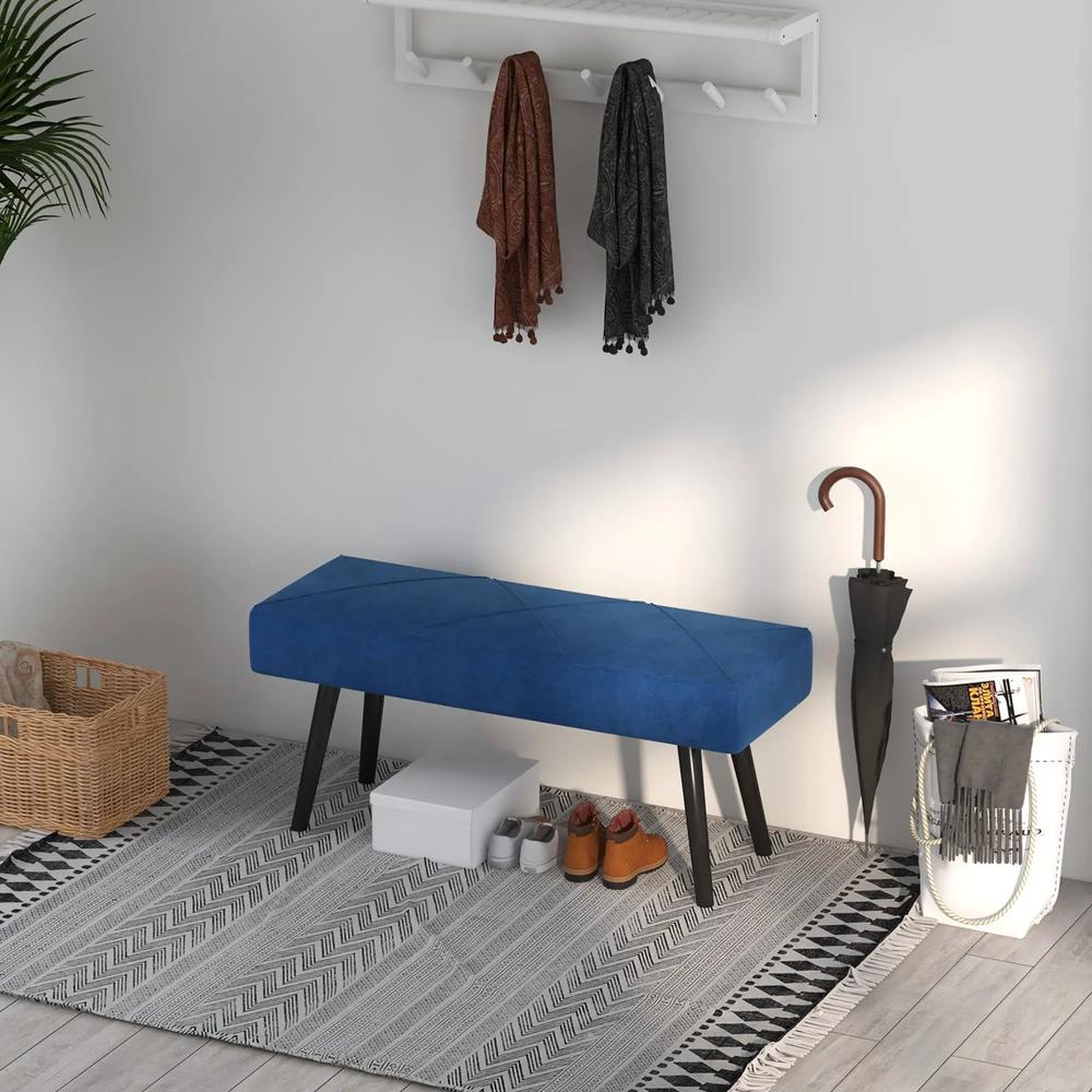 HOMCOM End of Bed Bench with X-Shape Design and Steel Legs, Upholstered Hallway Bench for Bedroom Additional View 18