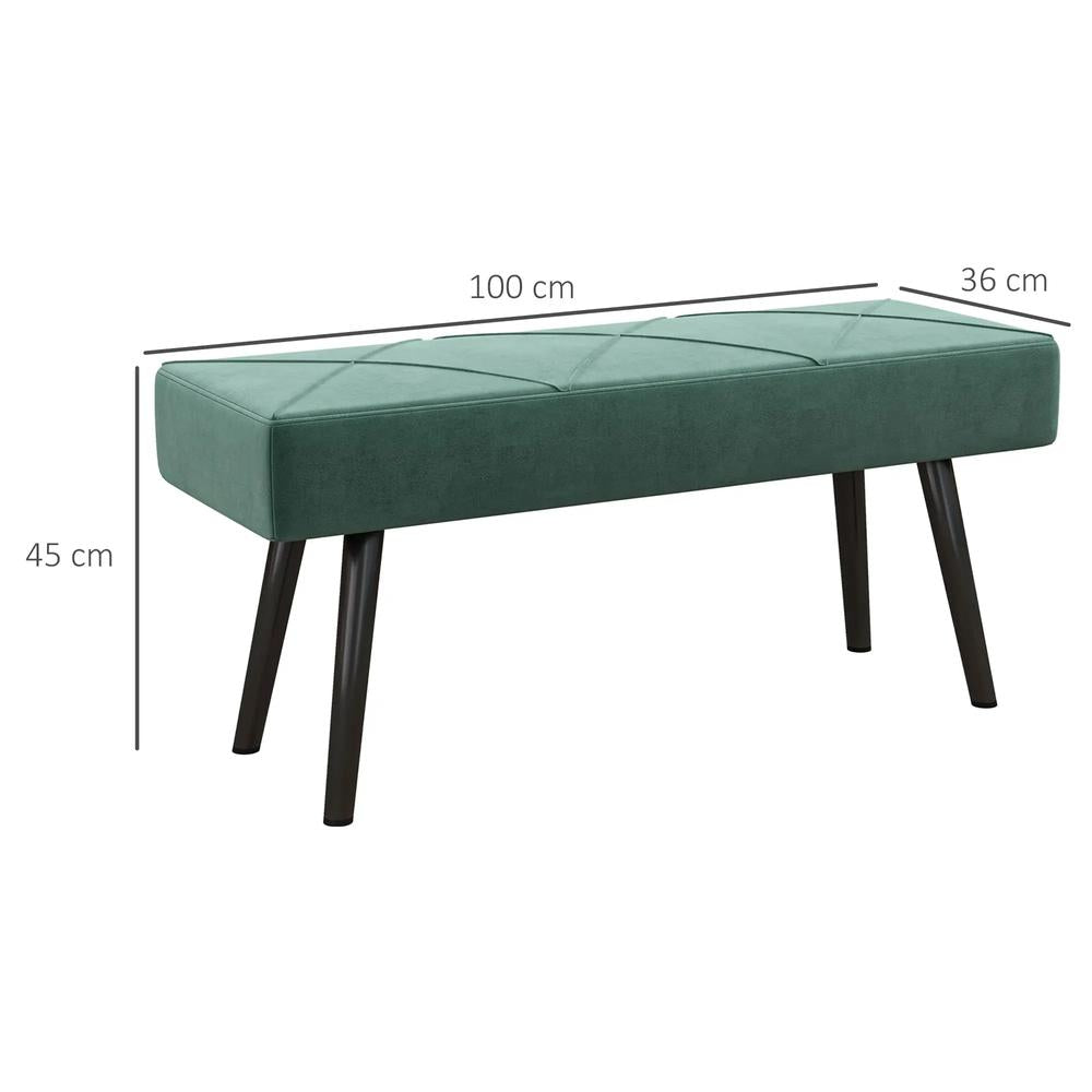 HOMCOM End of Bed Bench with X-Shape Design and Steel Legs, Upholstered Hallway Bench for Bedroom Additional View 3