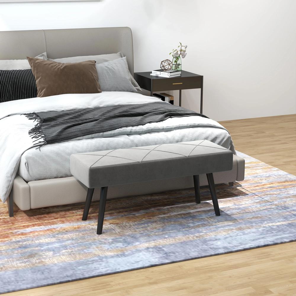 HOMCOM End of Bed Bench with X-Shape Design and Steel Legs, Upholstered Hallway Bench for Bedroom Additional View 23