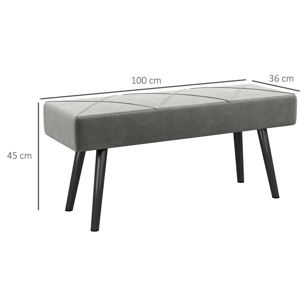 HOMCOM End of Bed Bench with X-Shape Design and Steel Legs, Upholstered Hallway Bench for Bedroom Additional View 24