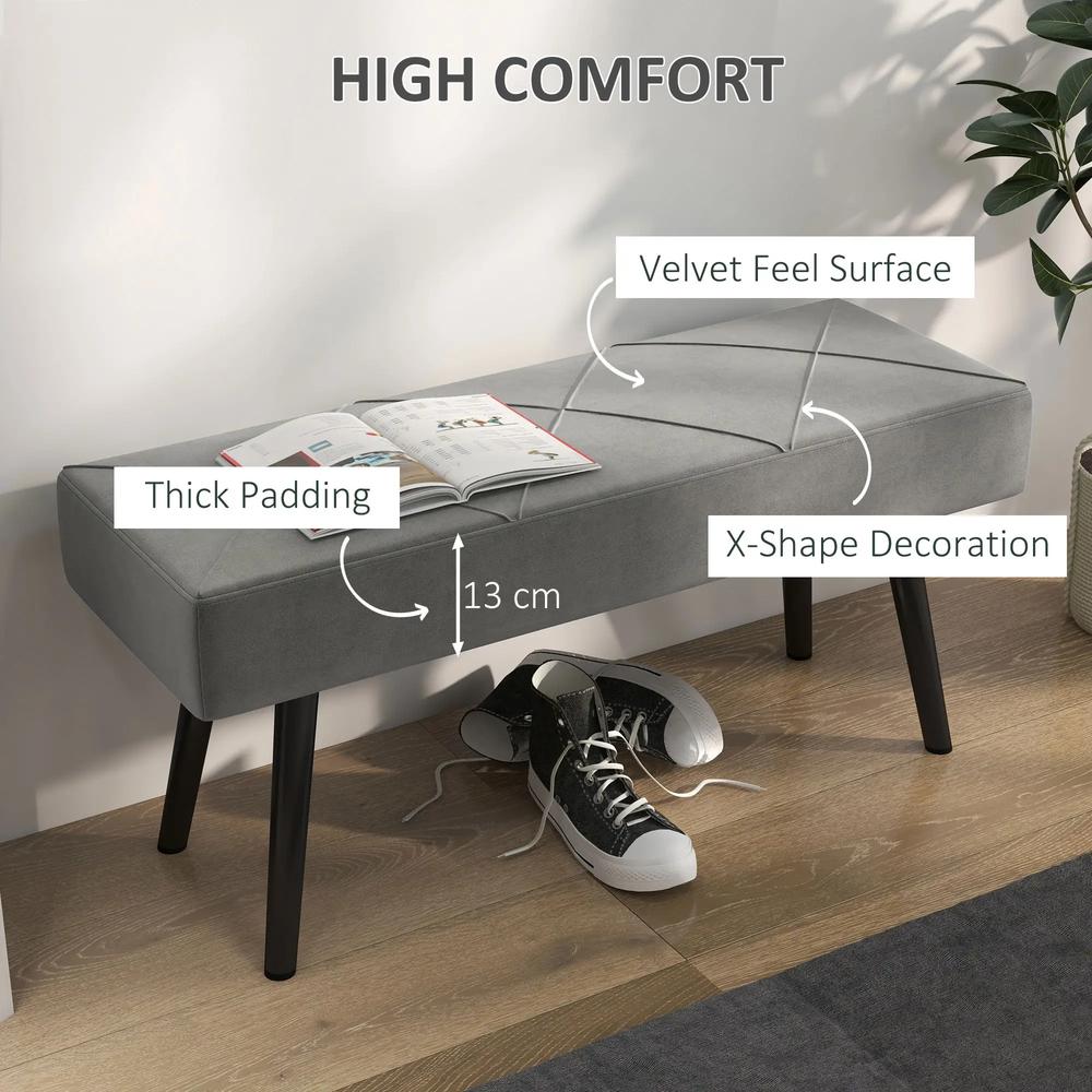 HOMCOM End of Bed Bench with X-Shape Design and Steel Legs, Upholstered Hallway Bench for Bedroom Additional View 25