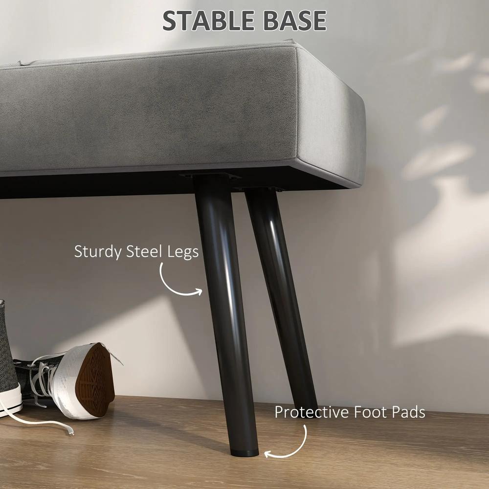 HOMCOM End of Bed Bench with X-Shape Design and Steel Legs, Upholstered Hallway Bench for Bedroom Additional View 26