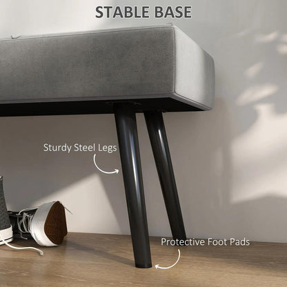 HOMCOM End of Bed Bench with X-Shape Design and Steel Legs, Upholstered Hallway Bench for Bedroom Additional View 26