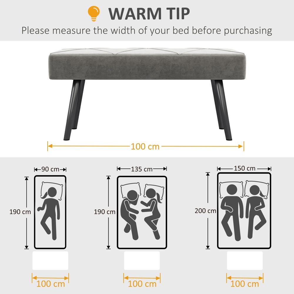 HOMCOM End of Bed Bench with X-Shape Design and Steel Legs, Upholstered Hallway Bench for Bedroom Additional View 28
