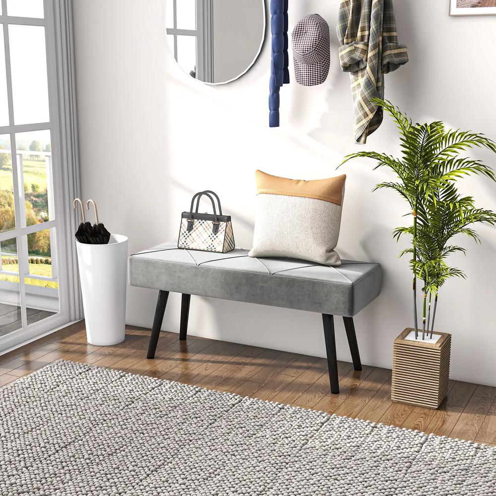 HOMCOM End of Bed Bench with X-Shape Design and Steel Legs, Upholstered Hallway Bench for Bedroom Additional View 29