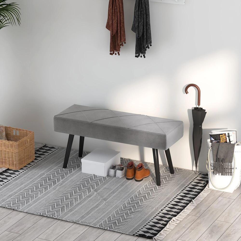 HOMCOM End of Bed Bench with X-Shape Design and Steel Legs, Upholstered Hallway Bench for Bedroom Additional View 30