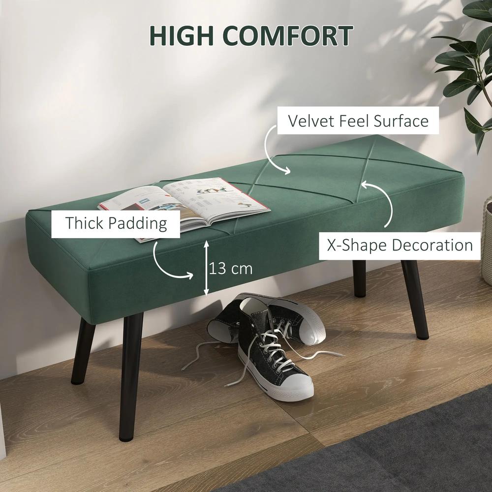 HOMCOM End of Bed Bench with X-Shape Design and Steel Legs, Upholstered Hallway Bench for Bedroom Additional View 4
