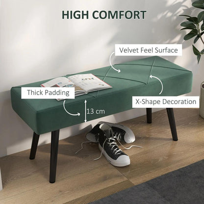 HOMCOM End of Bed Bench with X-Shape Design and Steel Legs, Upholstered Hallway Bench for Bedroom Additional View 4