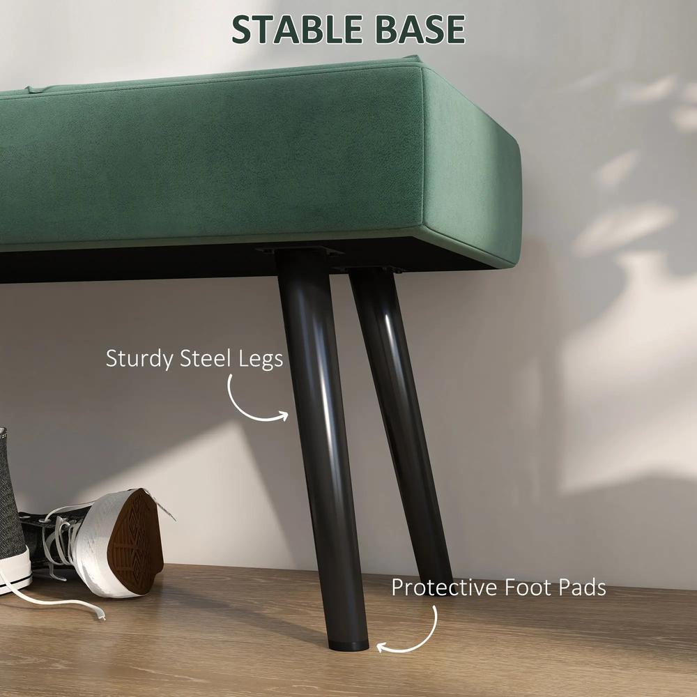 HOMCOM End of Bed Bench with X-Shape Design and Steel Legs, Upholstered Hallway Bench for Bedroom Additional View 5