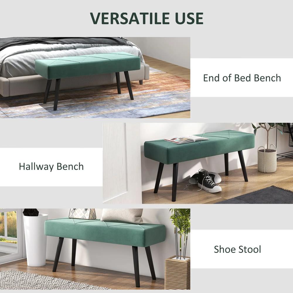 HOMCOM End of Bed Bench with X-Shape Design and Steel Legs, Upholstered Hallway Bench for Bedroom Additional View 6