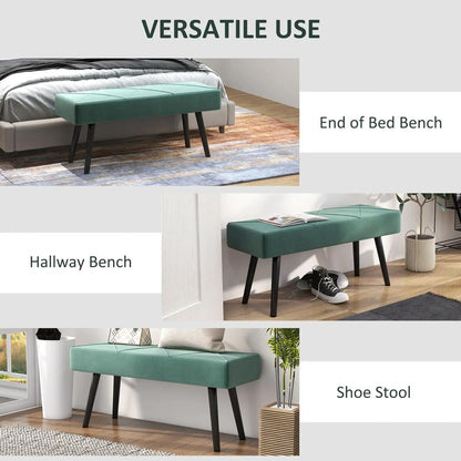 HOMCOM End of Bed Bench with X-Shape Design and Steel Legs, Upholstered Hallway Bench for Bedroom Additional View 6