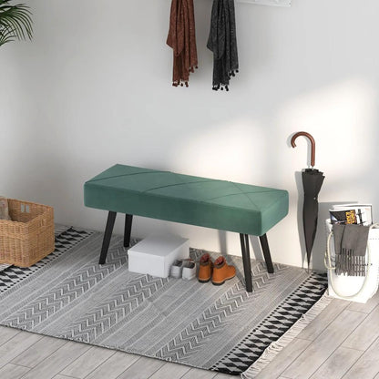 HOMCOM End of Bed Bench with X-Shape Design and Steel Legs, Upholstered Hallway Bench for Bedroom Additional View 8