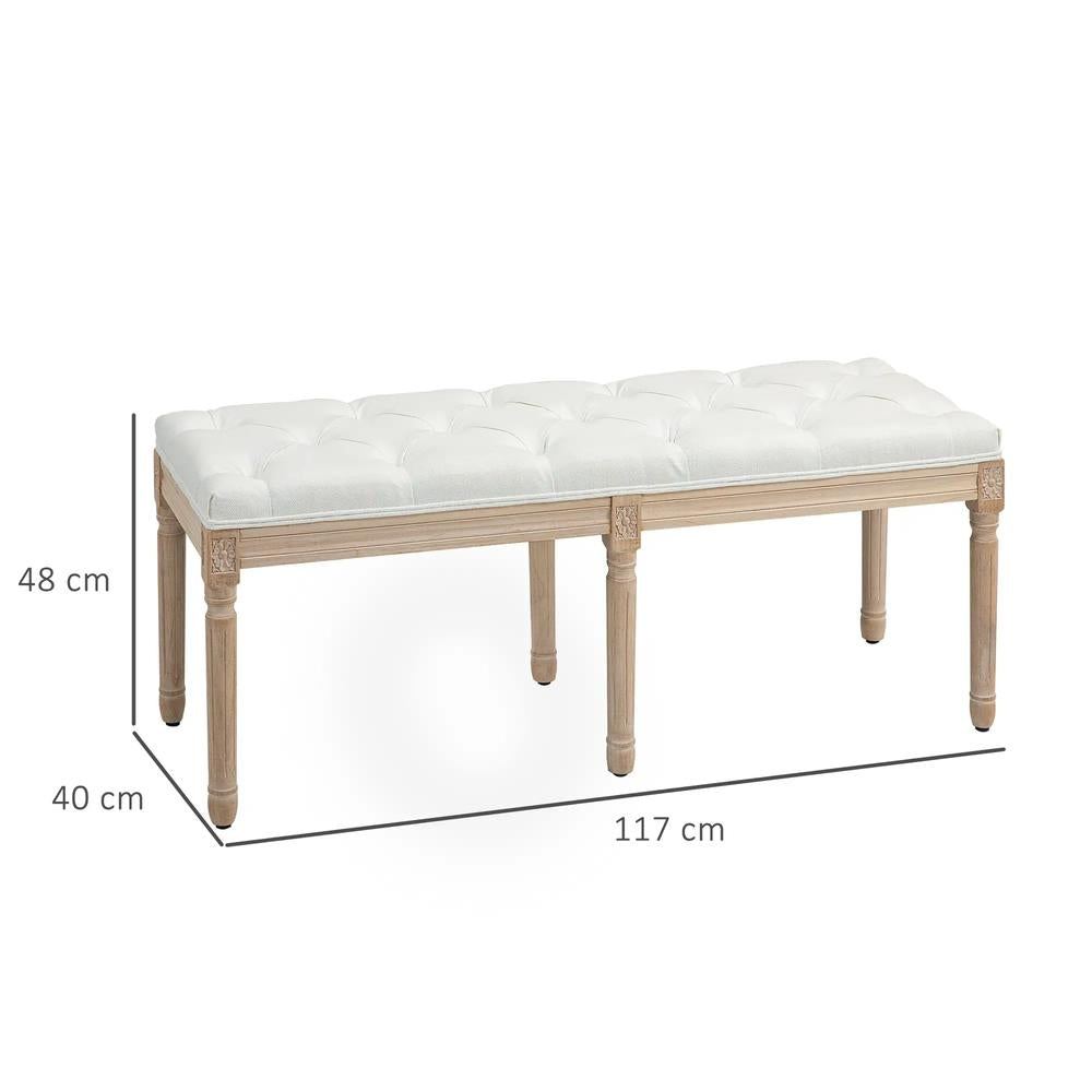 HOMCOM Vintage French Look Bed End Bench - Cream White Additional View 3