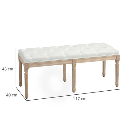 HOMCOM Vintage French Look Bed End Bench - Cream White Additional View 3