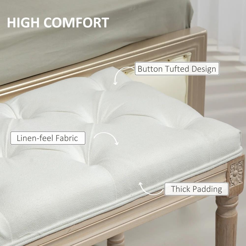 HOMCOM Vintage French Look Bed End Bench - Cream White Additional View 4