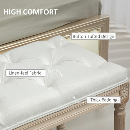 HOMCOM Vintage French Look Bed End Bench - Cream White Additional View 4