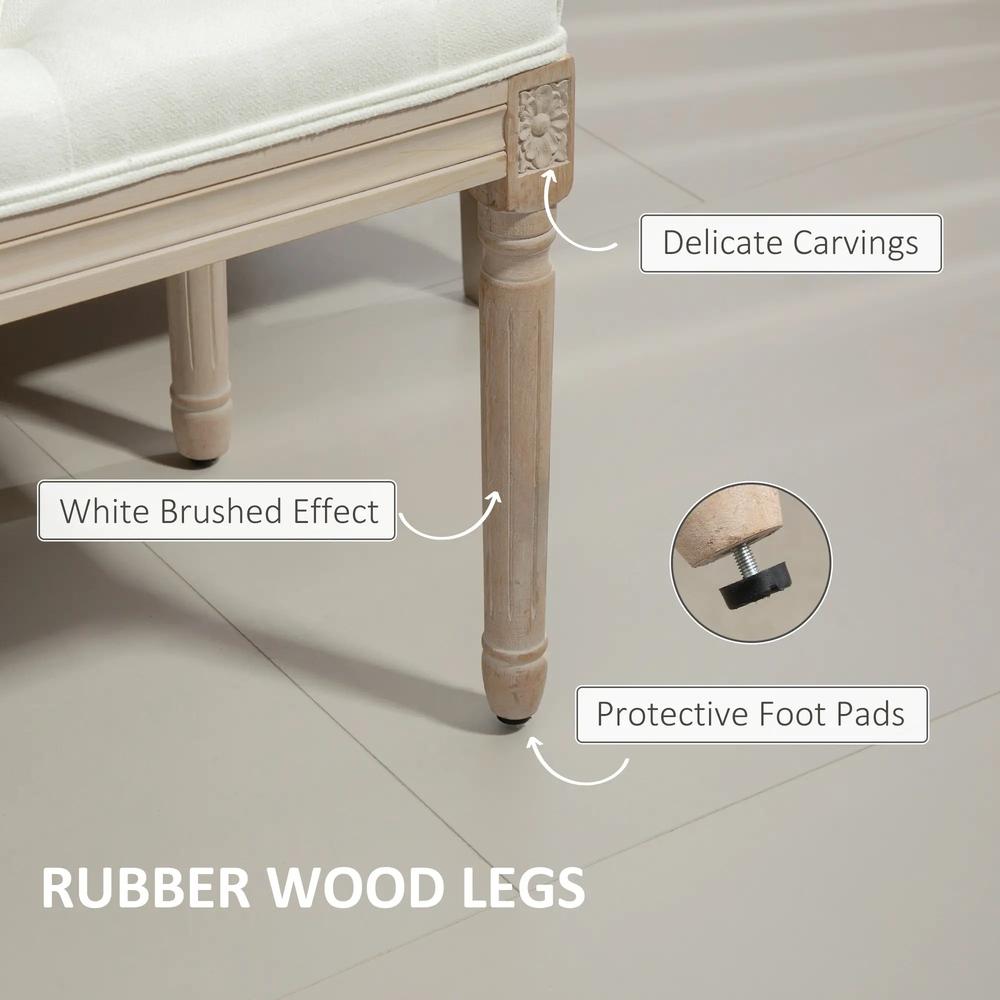 HOMCOM Vintage French Look Bed End Bench - Cream White Additional View 5