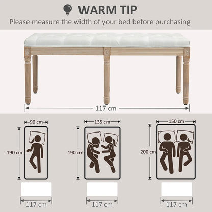 HOMCOM Vintage French Look Bed End Bench - Cream White Additional View 7