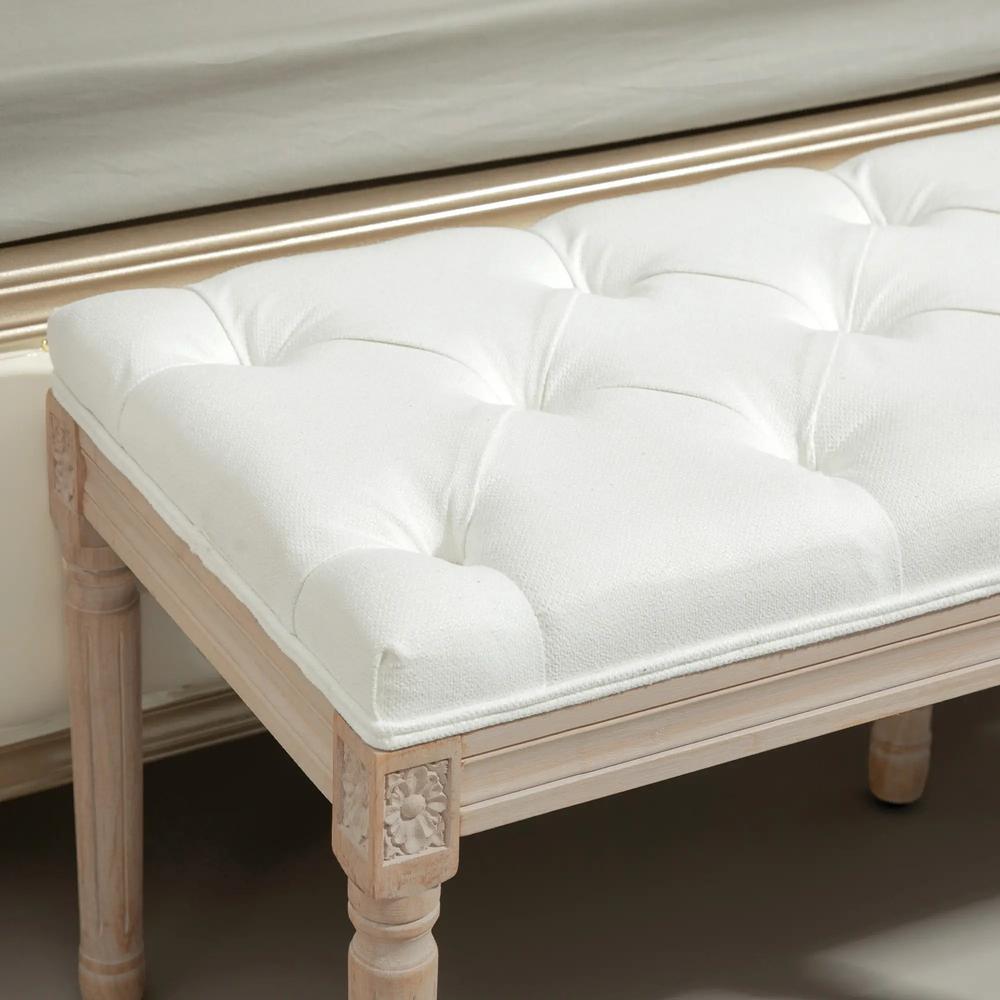 HOMCOM Vintage French Look Bed End Bench - Cream White Additional View 8
