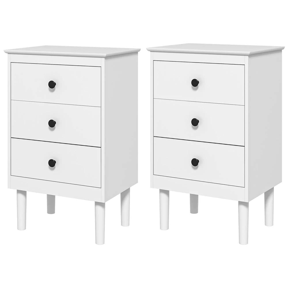 HOMCOM Set of Two Three-Drawer Bedside Tables - White Additional View 11