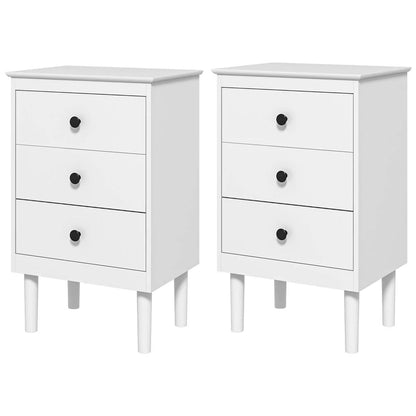 HOMCOM Set of Two Three-Drawer Bedside Tables - White Additional View 11