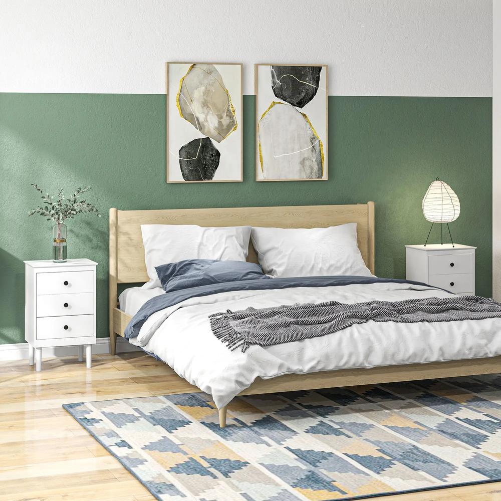 HOMCOM Set of Two Three-Drawer Bedside Tables - White Additional View 2